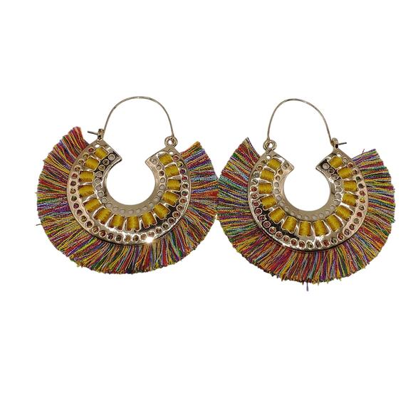 C&C California Multicolor Gold Tone Dangle Earrings Colorful Festive Beautiful - Picture 2 of 4